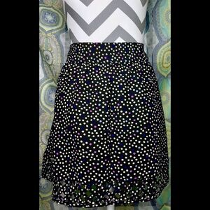 NWT I Heart Ronson Women's 14 Black Colorful Polka Dot Flare Skirt Cute Unique